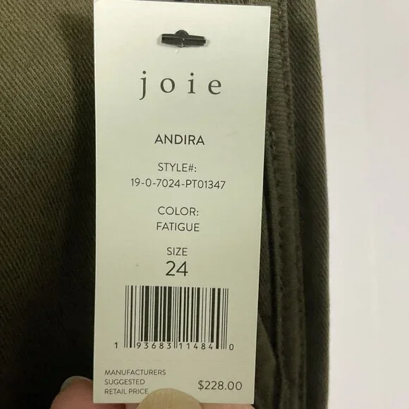 NWT Joie Andria Pant, size 24, color is Fatigue, from Revolve - Picture 8 of 13